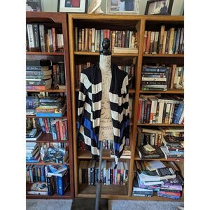 Gap striped black white and blue open cardigan sz m
